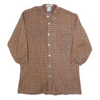 MONSIEUR EXCLUSIVE Mens Brown & Beige Check Shirt Long Sleeve Button Neck M