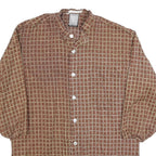 MONSIEUR EXCLUSIVE Mens Brown & Beige Check Shirt Long Sleeve Button Neck M