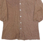 MONSIEUR EXCLUSIVE Mens Brown & Beige Check Shirt Long Sleeve Button Neck M