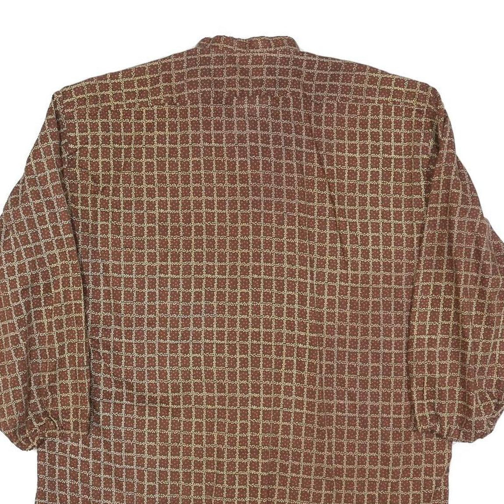 MONSIEUR EXCLUSIVE Mens Brown & Beige Check Shirt Long Sleeve Button Neck M