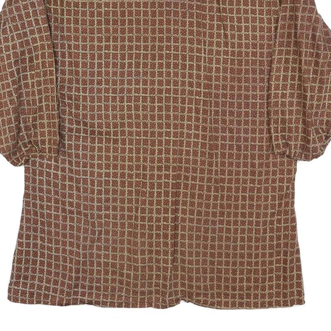 MONSIEUR EXCLUSIVE Mens Brown & Beige Check Shirt Long Sleeve Button Neck M