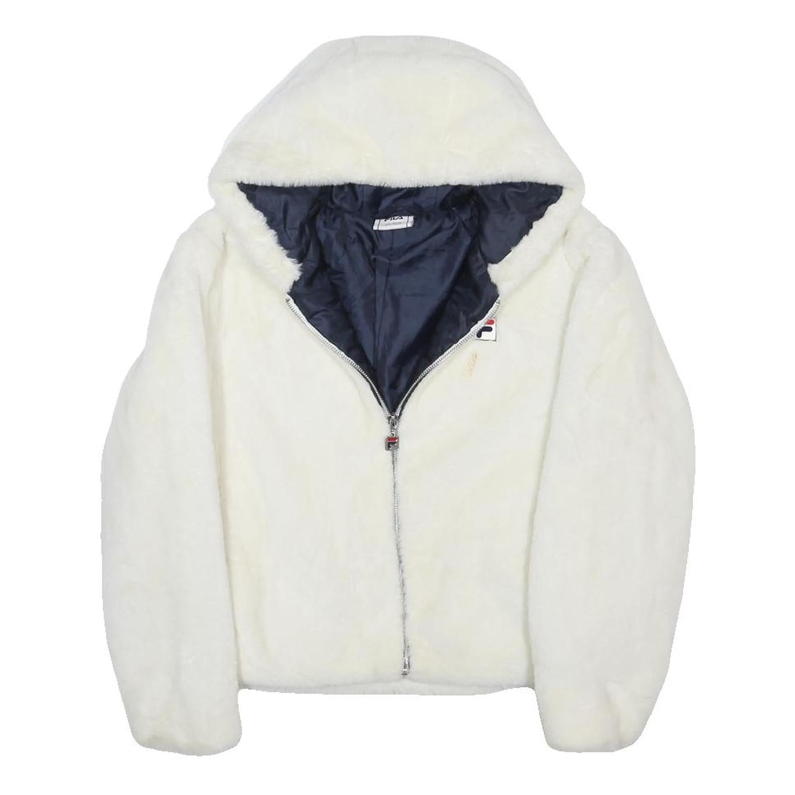 FILA Girls White Hooded Zip Up Jacket 11-12Y Polyester Blend Casual Outerwear