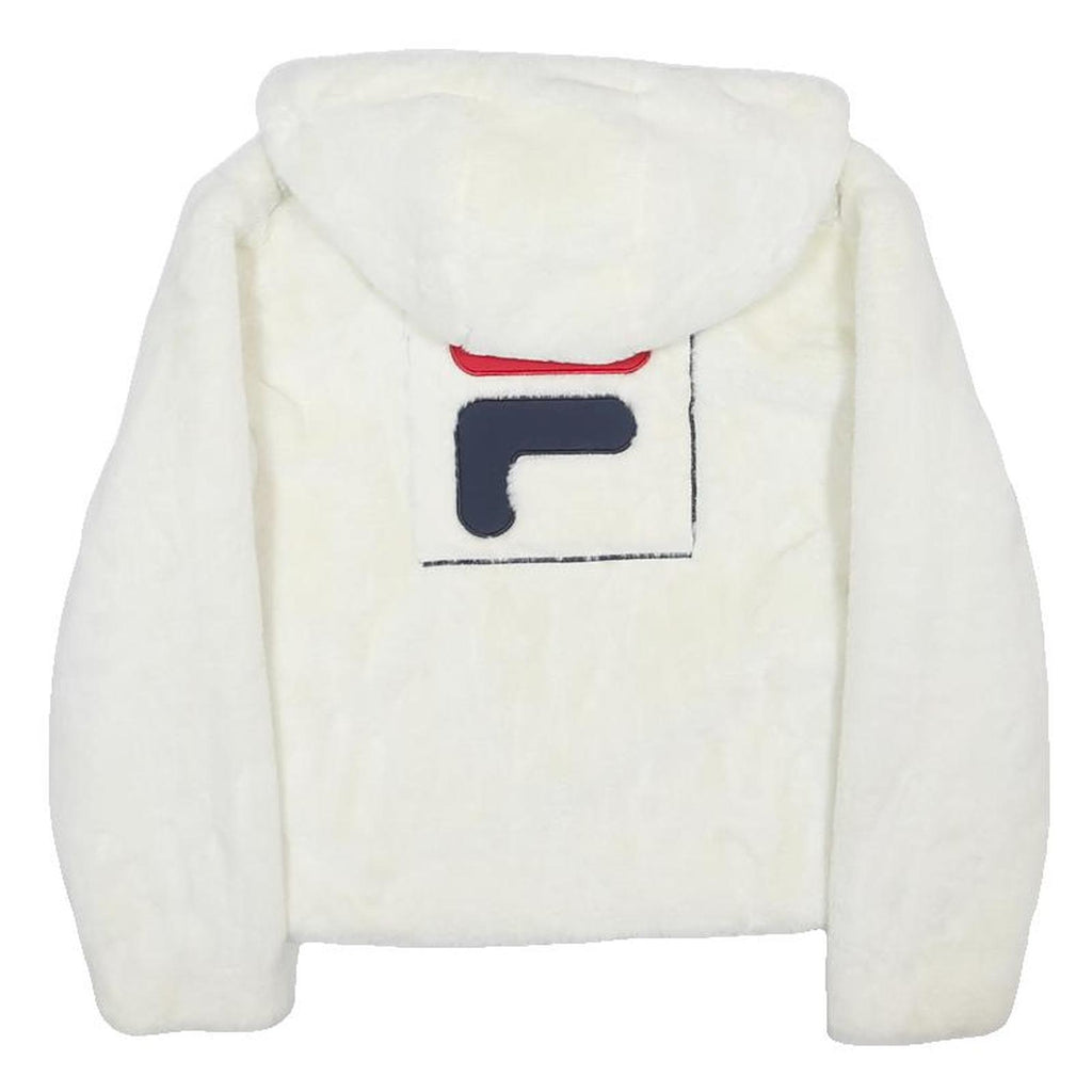 FILA Girls White Hooded Zip Up Jacket 11-12Y Polyester Blend Casual Outerwear