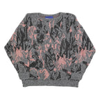 IMPROMPTU Womens Grey & Pink Patterned Jumper Crew Neck Basic Knit M Casual