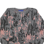 IMPROMPTU Womens Grey & Pink Patterned Jumper Crew Neck Basic Knit M Casual