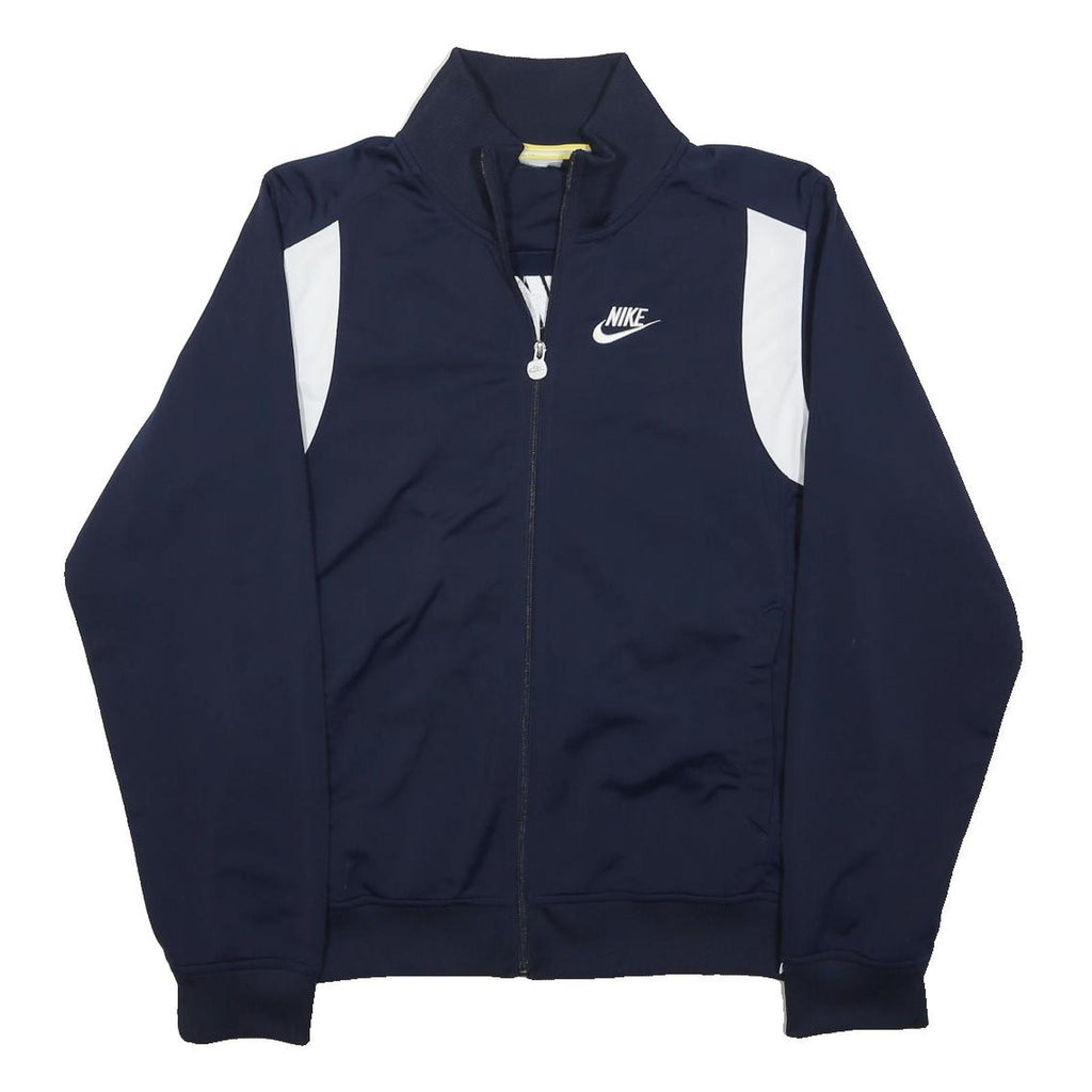 NIKE Mens Navy Blue White Track Jacket S Polyester Zip Sportswear