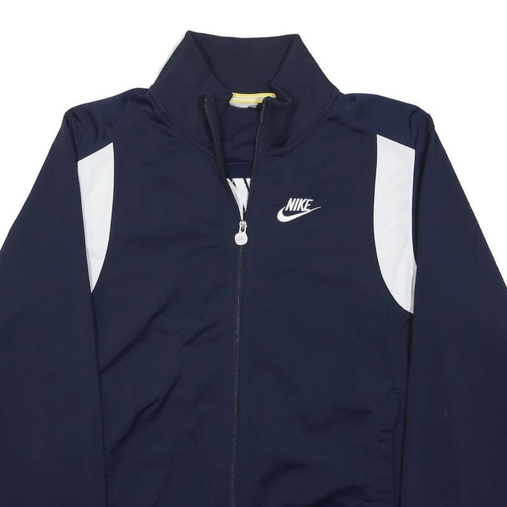 NIKE Mens Navy Blue White Track Jacket S Polyester Zip Sportswear