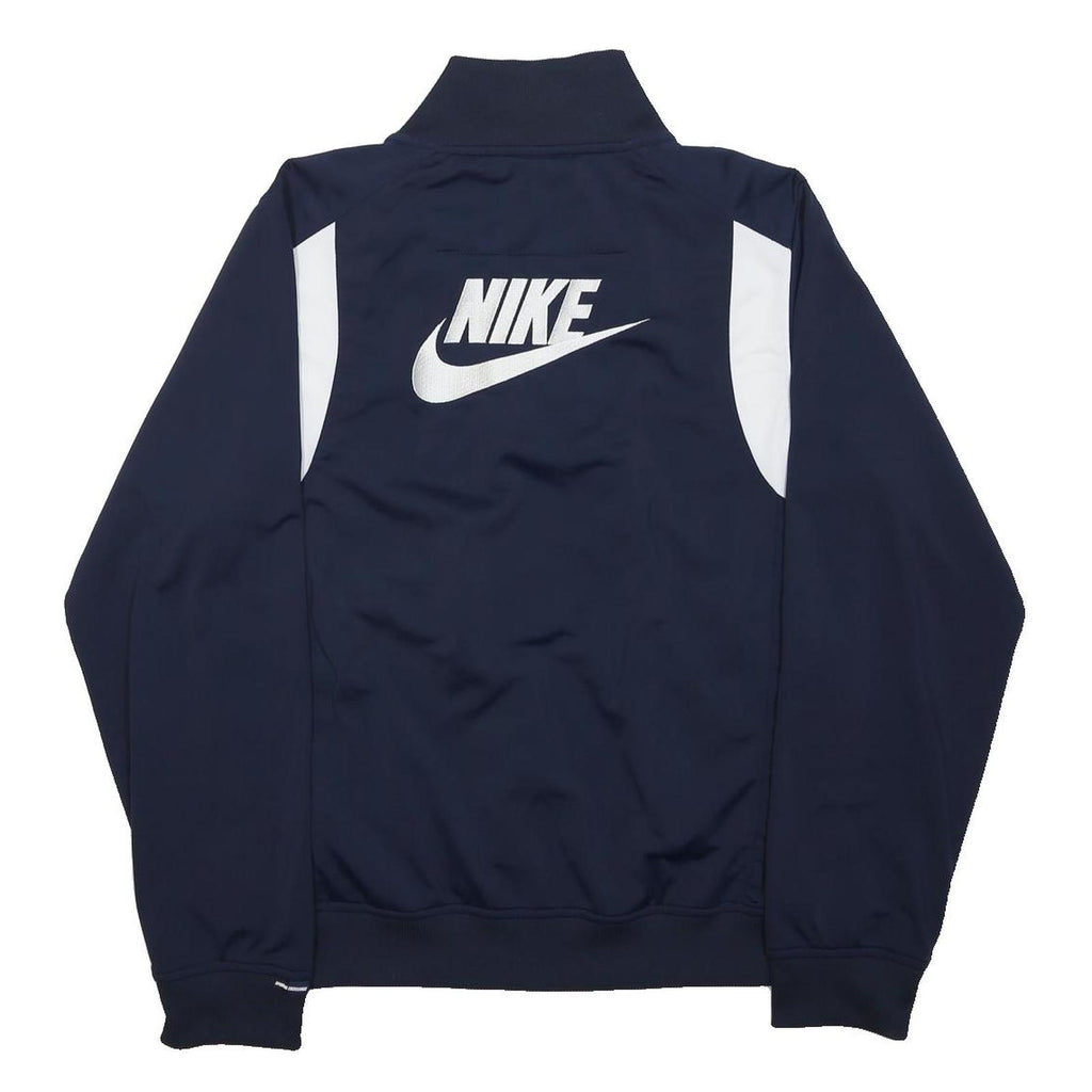 NIKE Mens Navy Blue White Track Jacket S Polyester Zip Sportswear