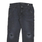 DICKIES Mens Cotton Blend Black Regular Straight Trousers W34 L27 Workwear Zip