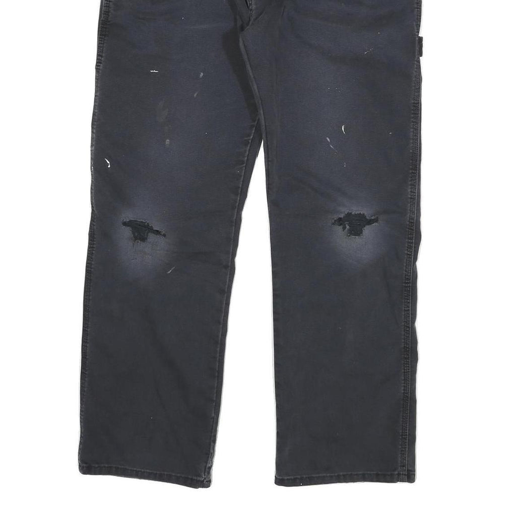 DICKIES Mens Cotton Blend Black Regular Straight Trousers W34 L27 Workwear Zip