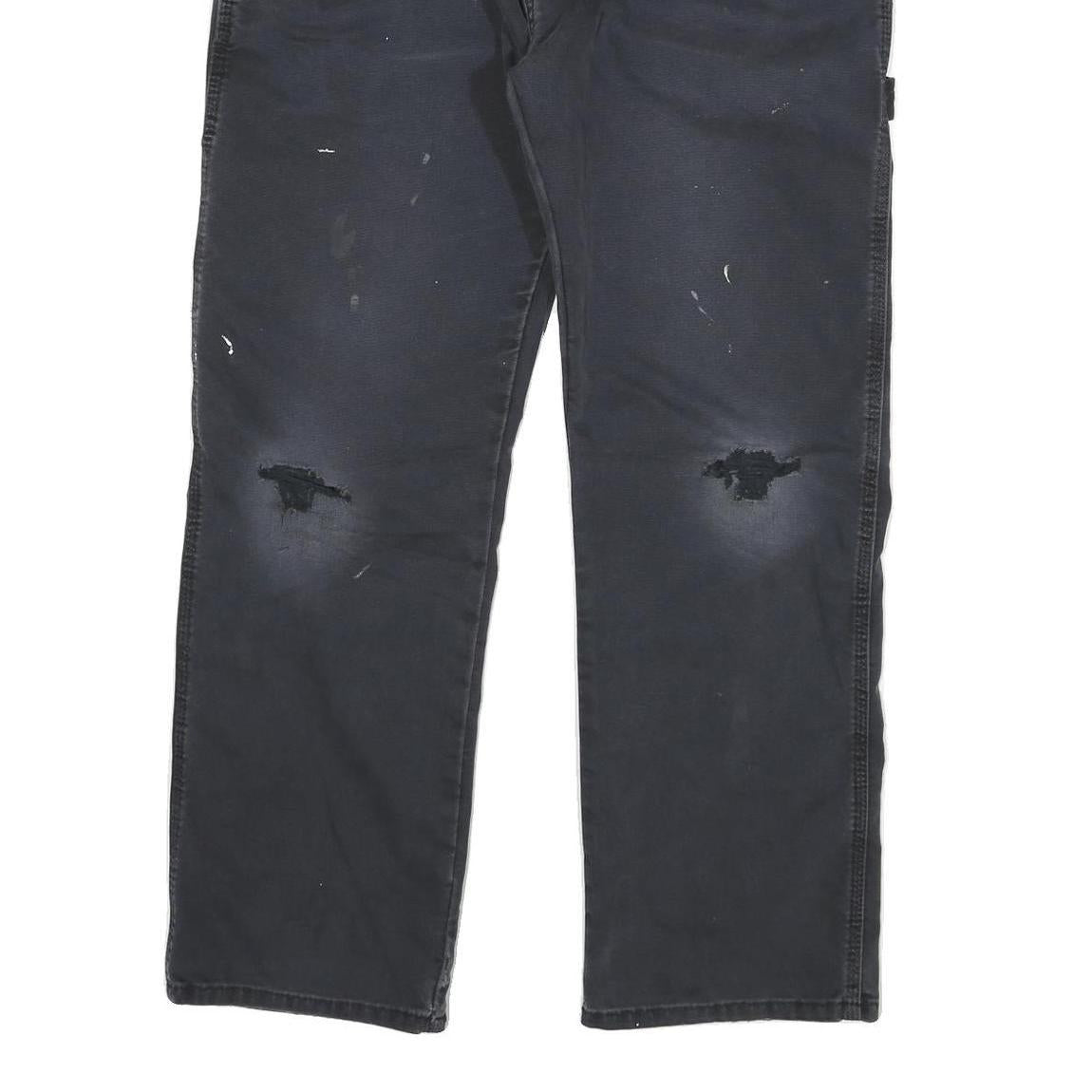 DICKIES Mens Cotton Blend Black Regular Straight Trousers W34 L27 Workwear Zip