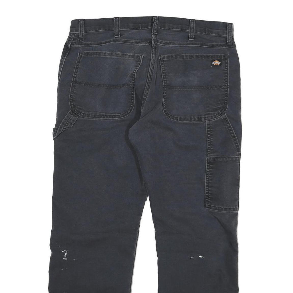 DICKIES Mens Cotton Blend Black Regular Straight Trousers W34 L27 Workwear Zip