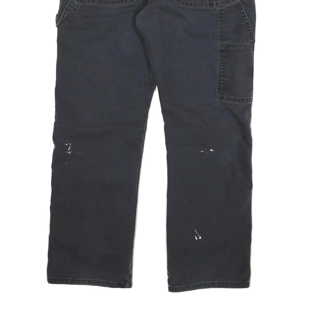 DICKIES Mens Cotton Blend Black Regular Straight Trousers W34 L27 Workwear Zip