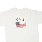 PRO SPORT Mens White USA Flag Graphic T-Shirt L Short Sleeve Crew Neck Cotton