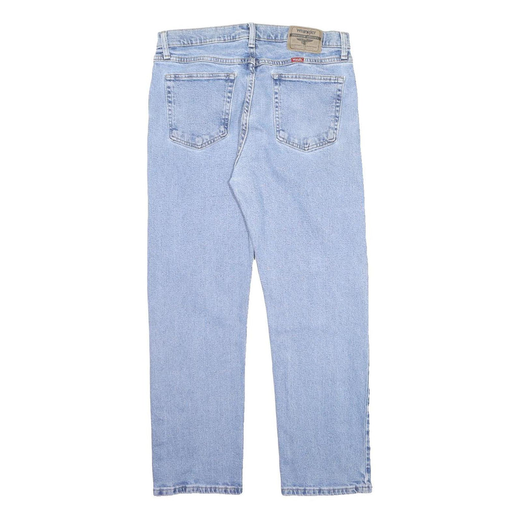 WRANGLER Mens Jeans Blue Regular Straight Denim Light W33 L30 Cotton Blend Zip