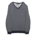NAUTICA Mens Navy & White Patterned Cotton Jumper V Neck Basic Knit L