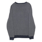 NAUTICA Mens Navy & White Patterned Cotton Jumper V Neck Basic Knit L