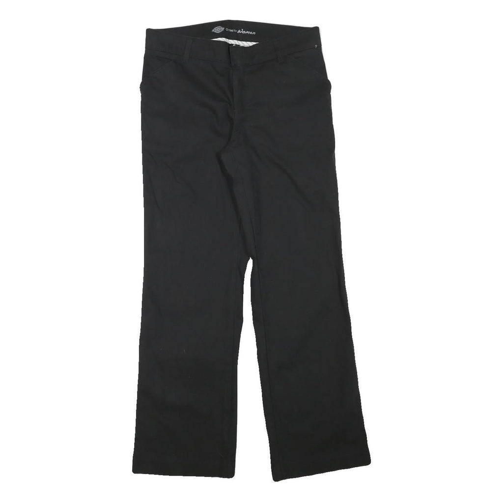 DICKIES Womens Black Regular Fit Straight Leg Cotton Blend Trousers W30 L29