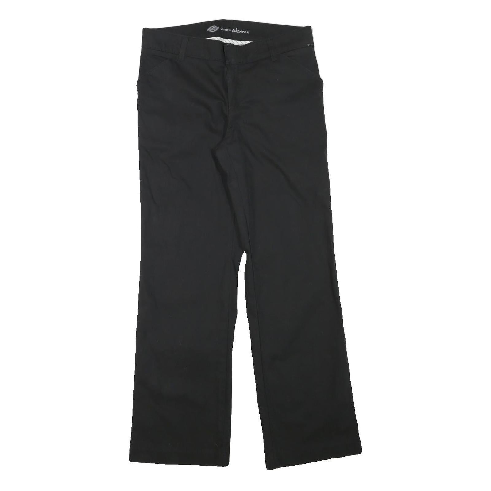 DICKIES Womens Black Regular Fit Straight Leg Cotton Blend Trousers W30 L29
