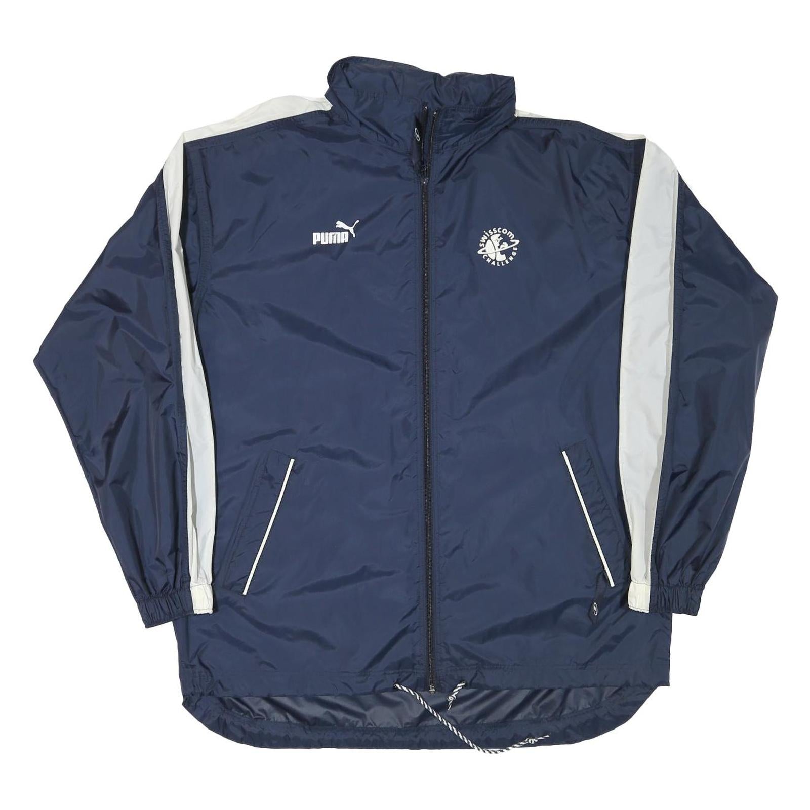 PUMA Mens Navy & White Swisscom Challenge Track Jacket L Nylon Zip Sport