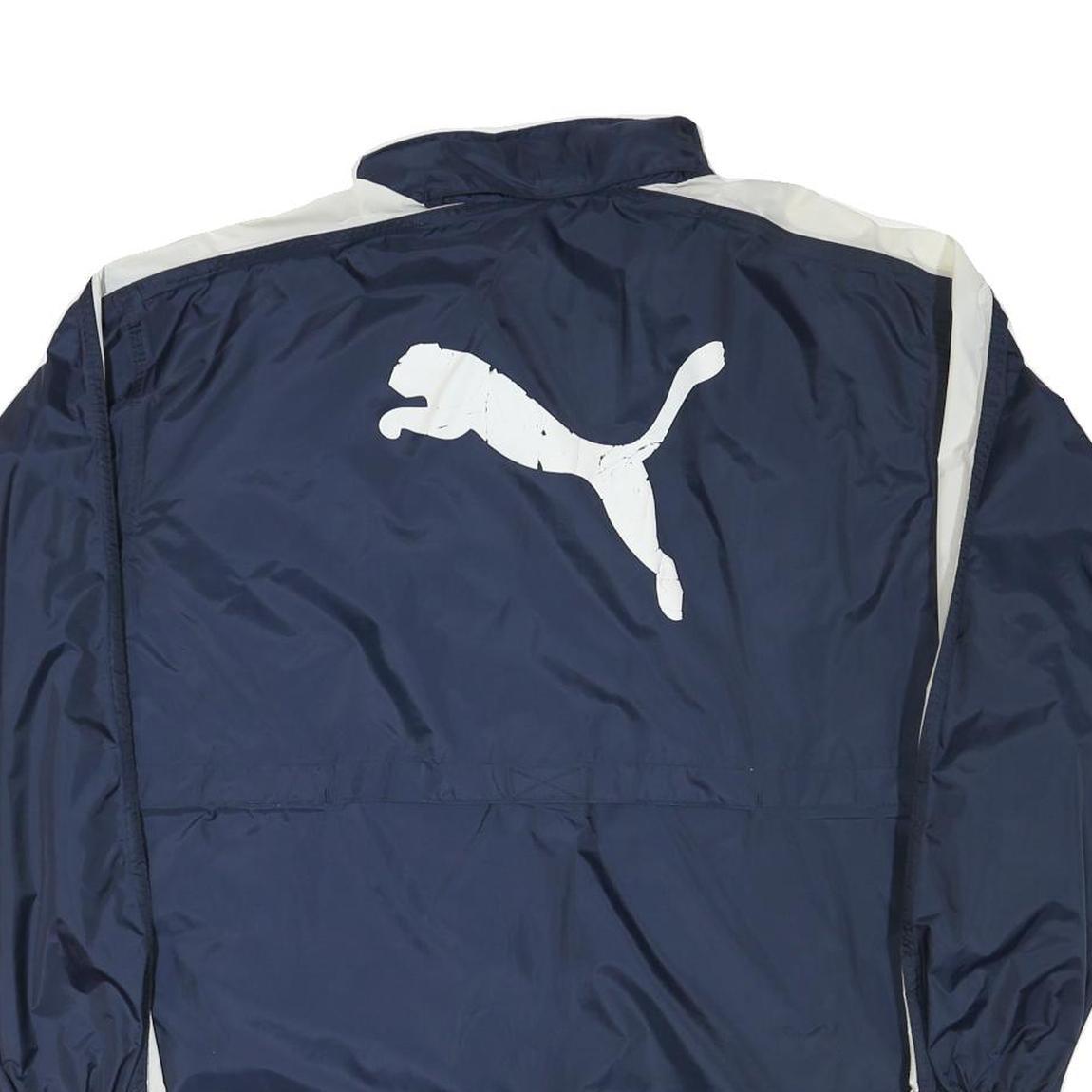 PUMA Mens Navy & White Swisscom Challenge Track Jacket L Nylon Zip Sport