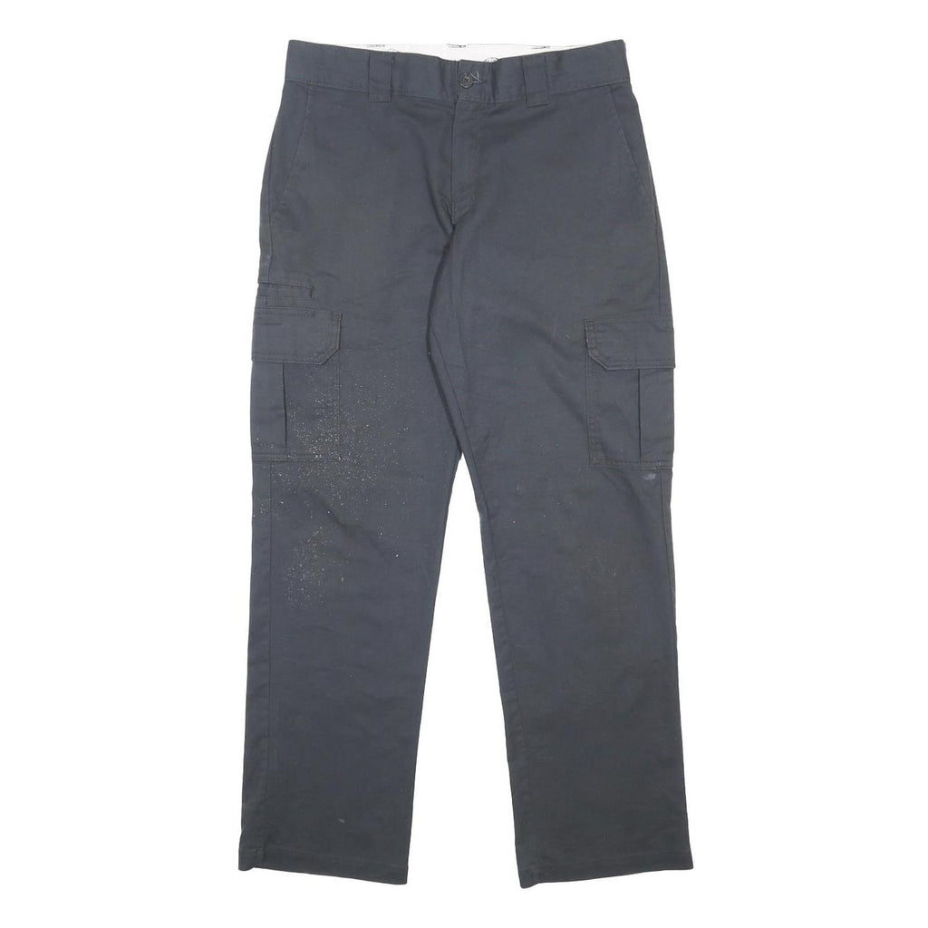 DICKIES Mens Regular Fit Black Cargo Trousers W32 L32 Workwear Zip Closure