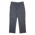 DICKIES Mens Regular Fit Black Cargo Trousers W32 L32 Workwear Zip Closure