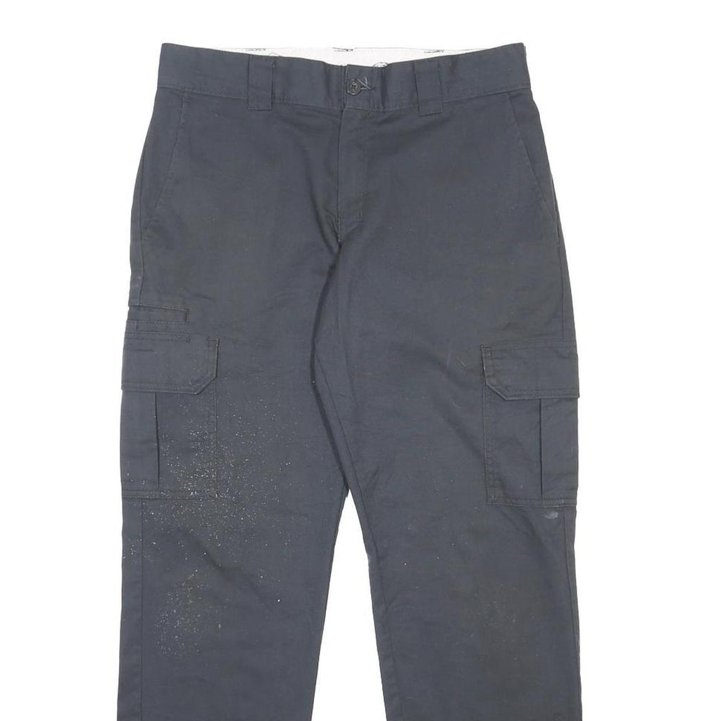 DICKIES Mens Regular Fit Black Cargo Trousers W32 L32 Workwear Zip Closure