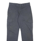 DICKIES Mens Regular Fit Black Cargo Trousers W32 L32 Workwear Zip Closure