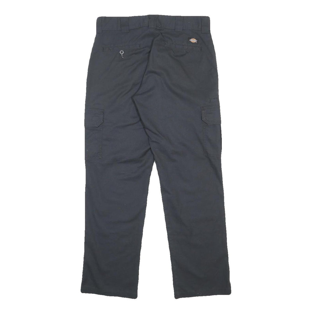 DICKIES Mens Regular Fit Black Cargo Trousers W32 L32 Workwear Zip Closure