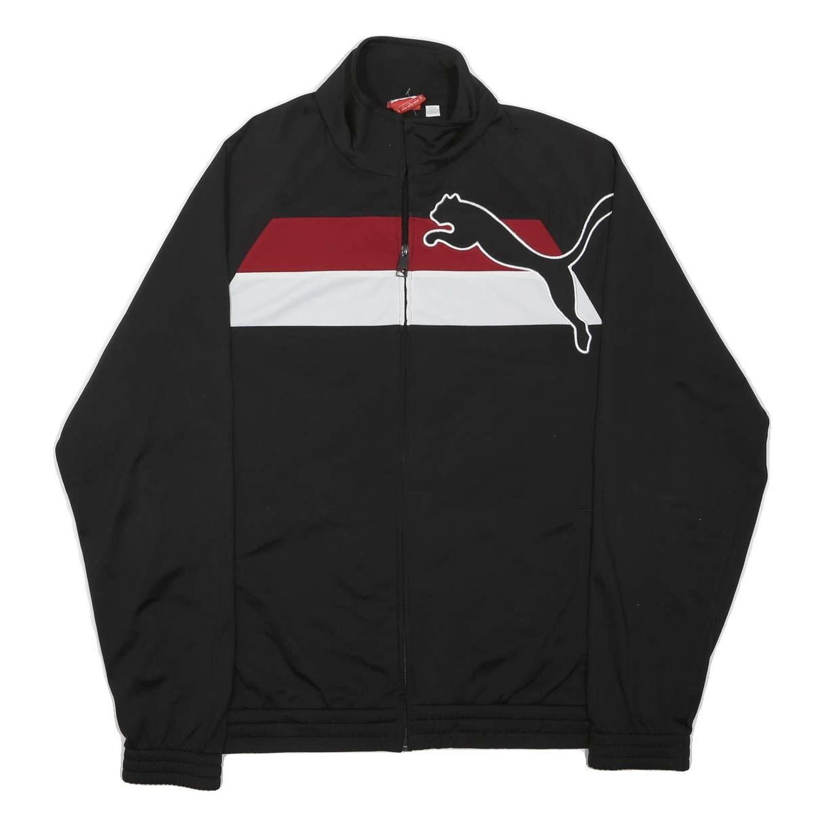 PUMA Mens Black Red & White Sports Logo Zip Jacket M Polyester Blend