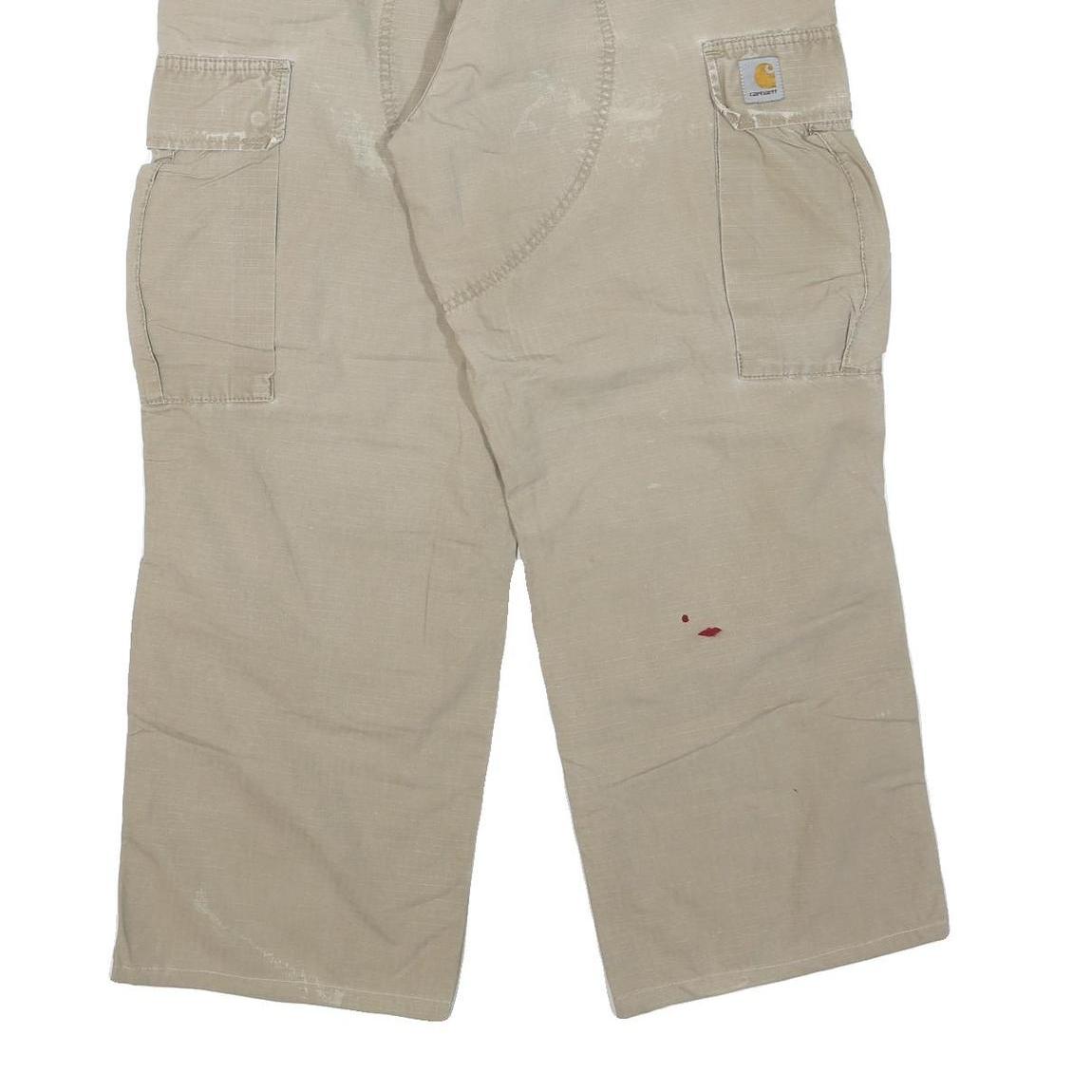 CARHARTT Mens Cotton Blend Beige Regular Cargo Trousers W32 L27 Workwear Casual