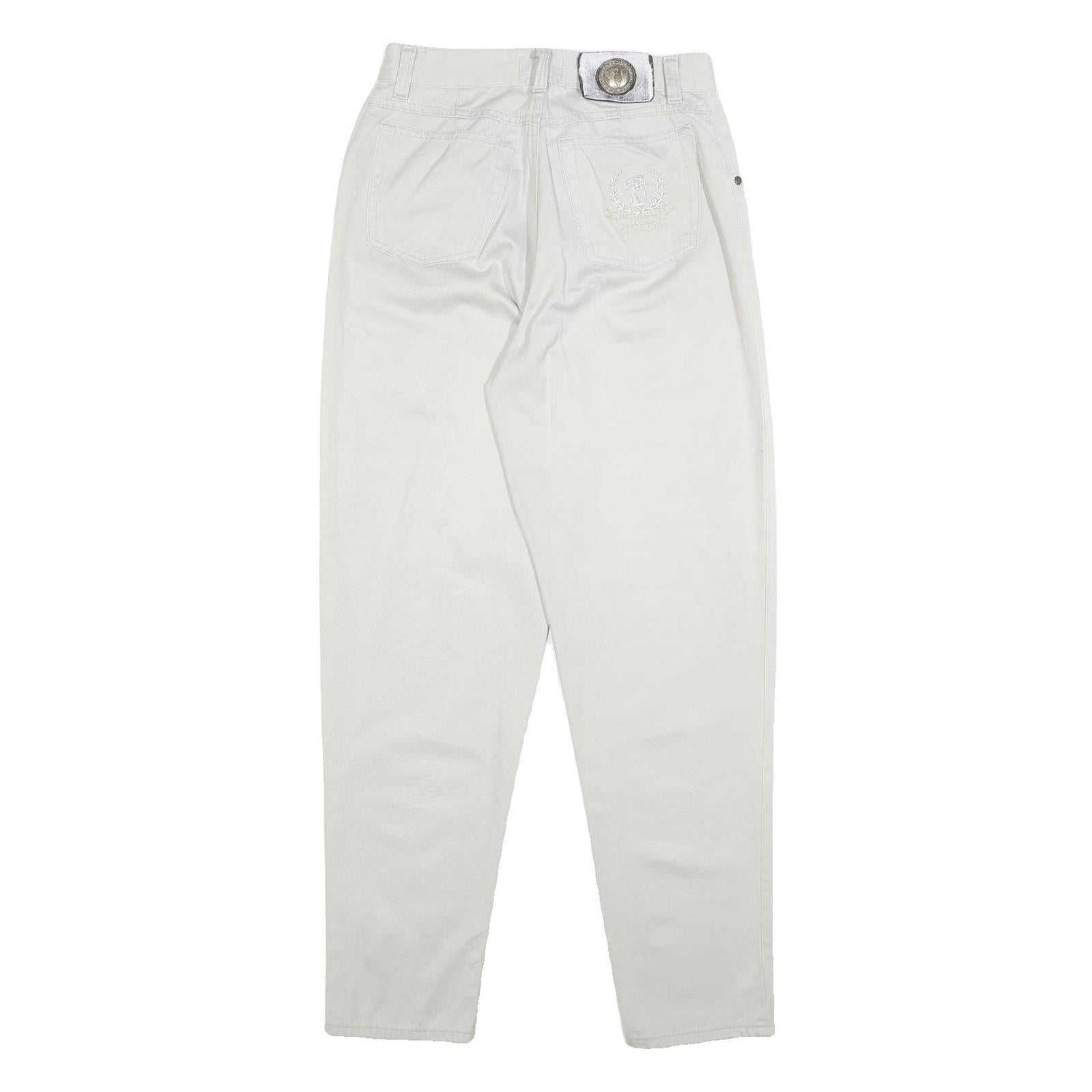 TRUSSARDI Womens Cotton White Slim Tapered Trousers W27 L30 Stylish Casual