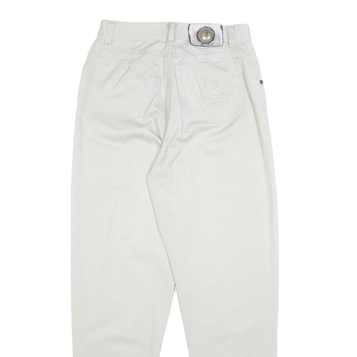 TRUSSARDI Womens Cotton White Slim Tapered Trousers W27 L30 Stylish Casual