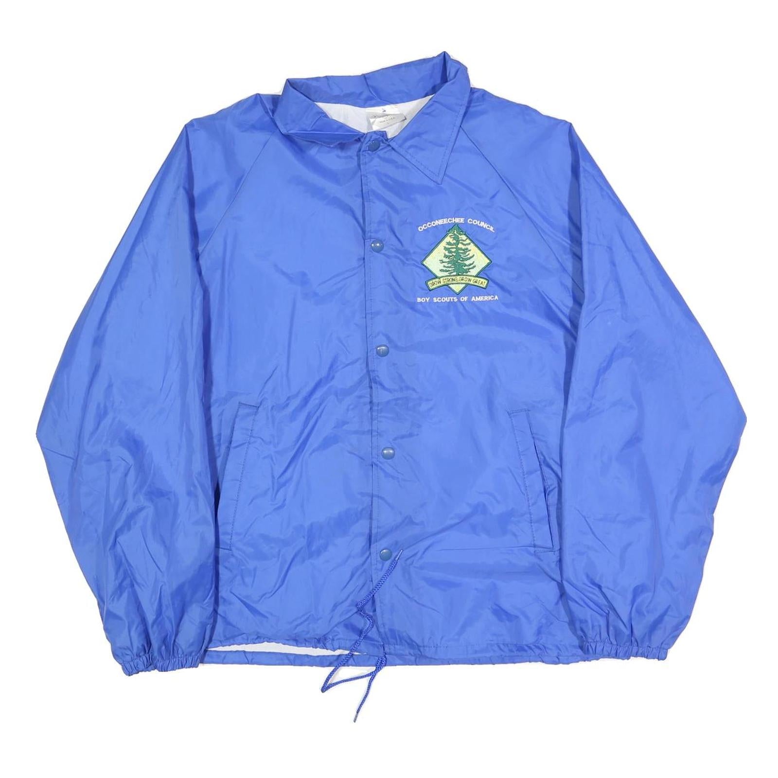 AUBURN SPORTSWEAR Mens Blue Boy Scouts Logo Button Jacket L Polyester Blend