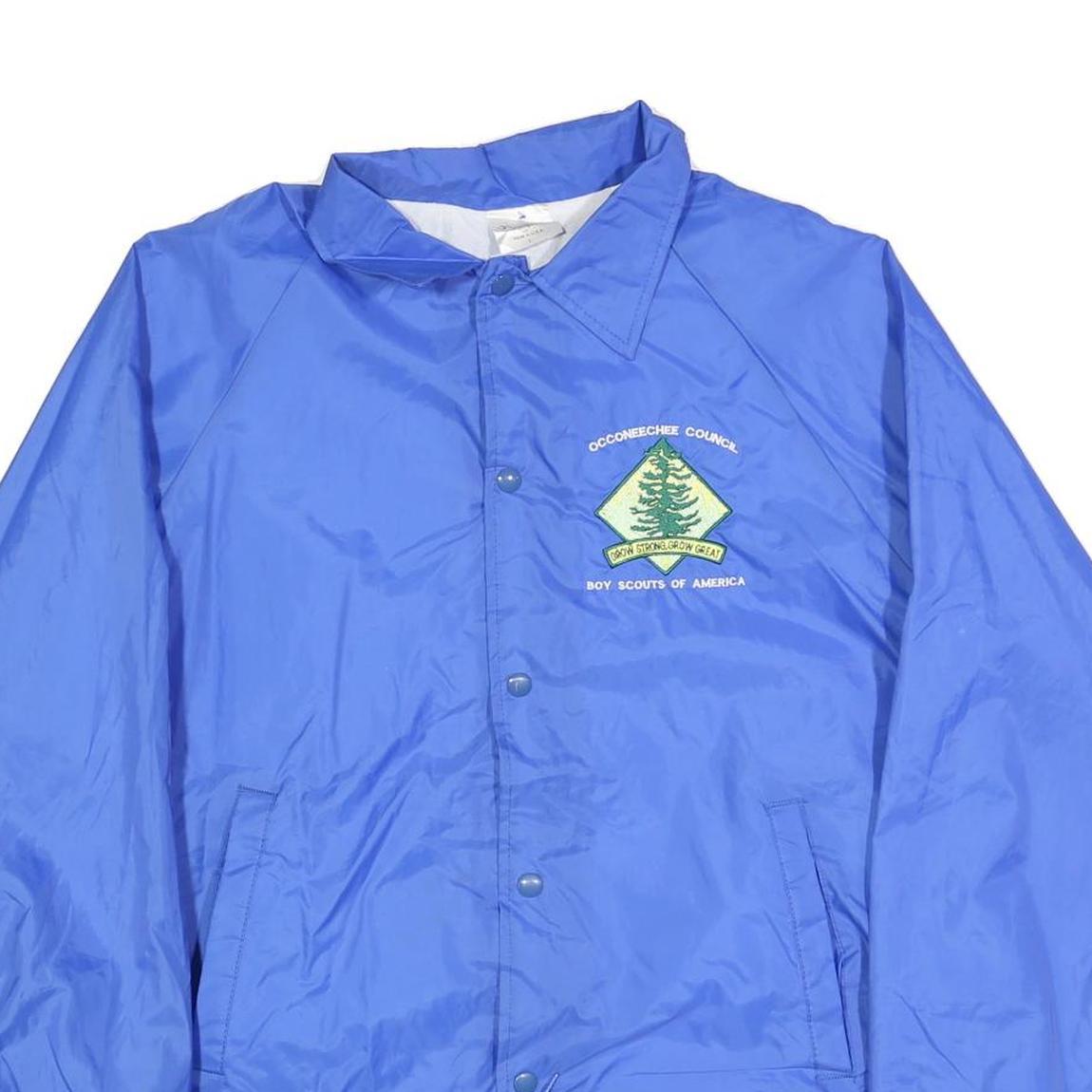 AUBURN SPORTSWEAR Mens Blue Boy Scouts Logo Button Jacket L Polyester Blend