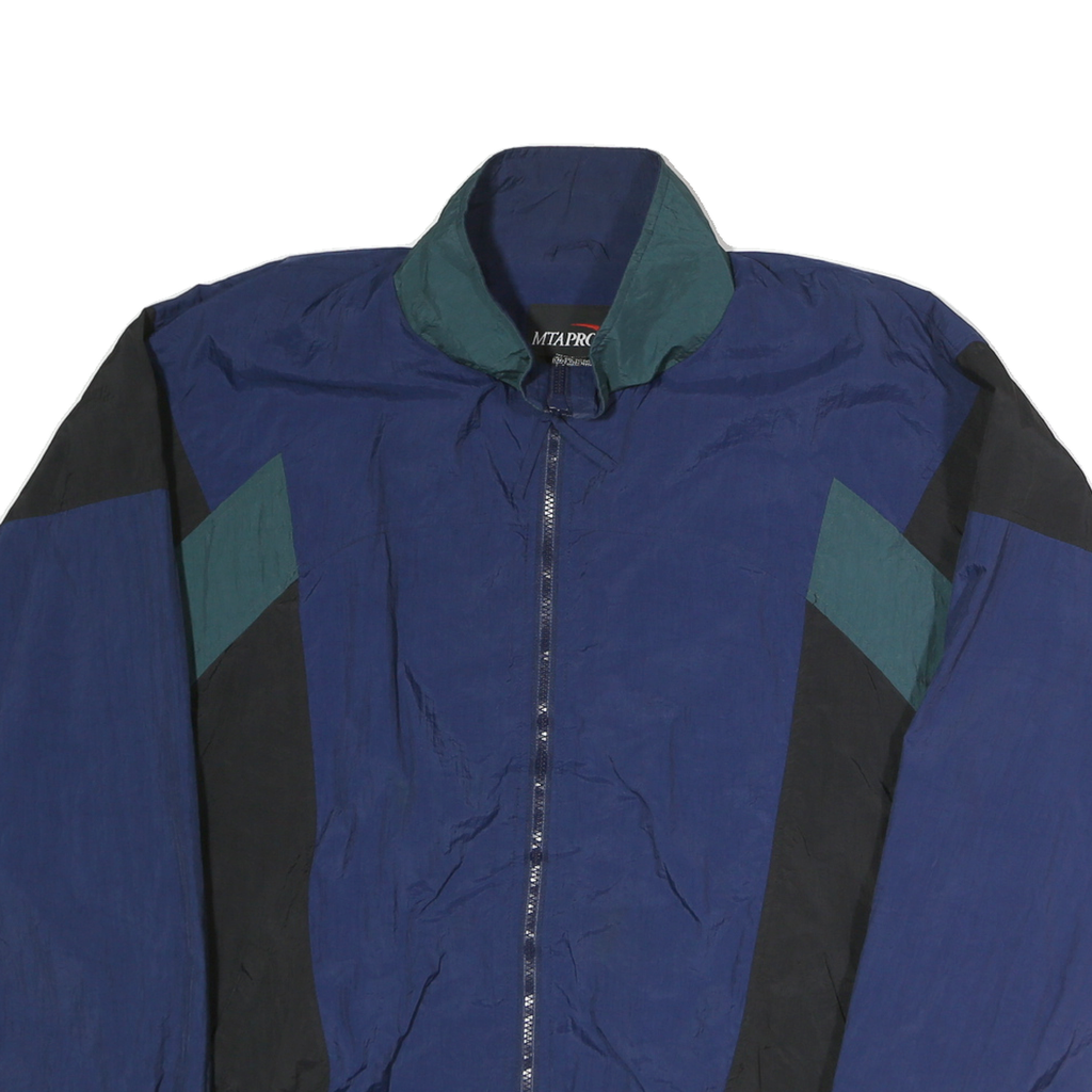 MTAPRO Mens Blue & Green Colourblock Zip Jacket XL Polyester Windbreaker