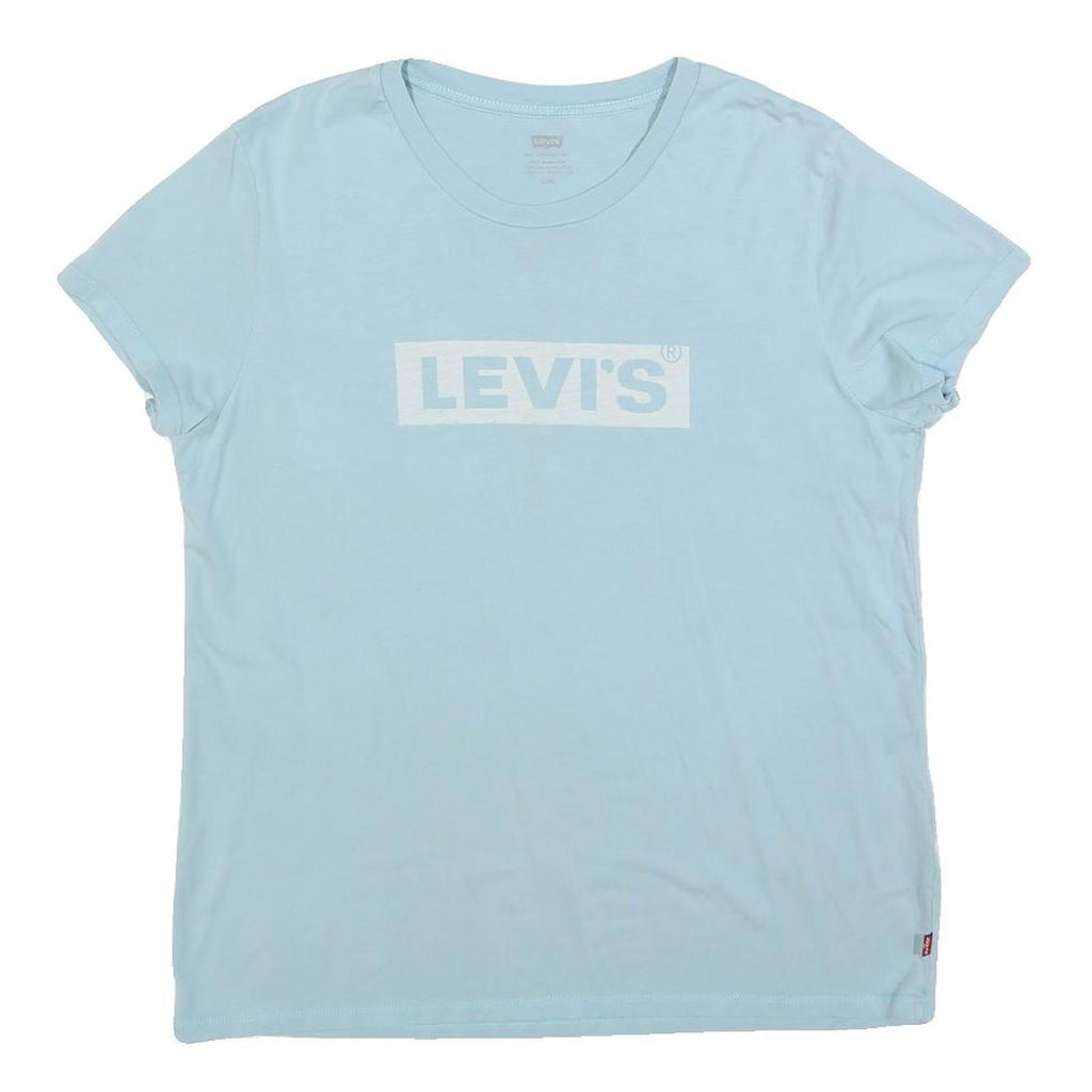 LEVI'S Womens Light Blue T-Shirt L Short Sleeve Crew Neck Cotton Blend Casual