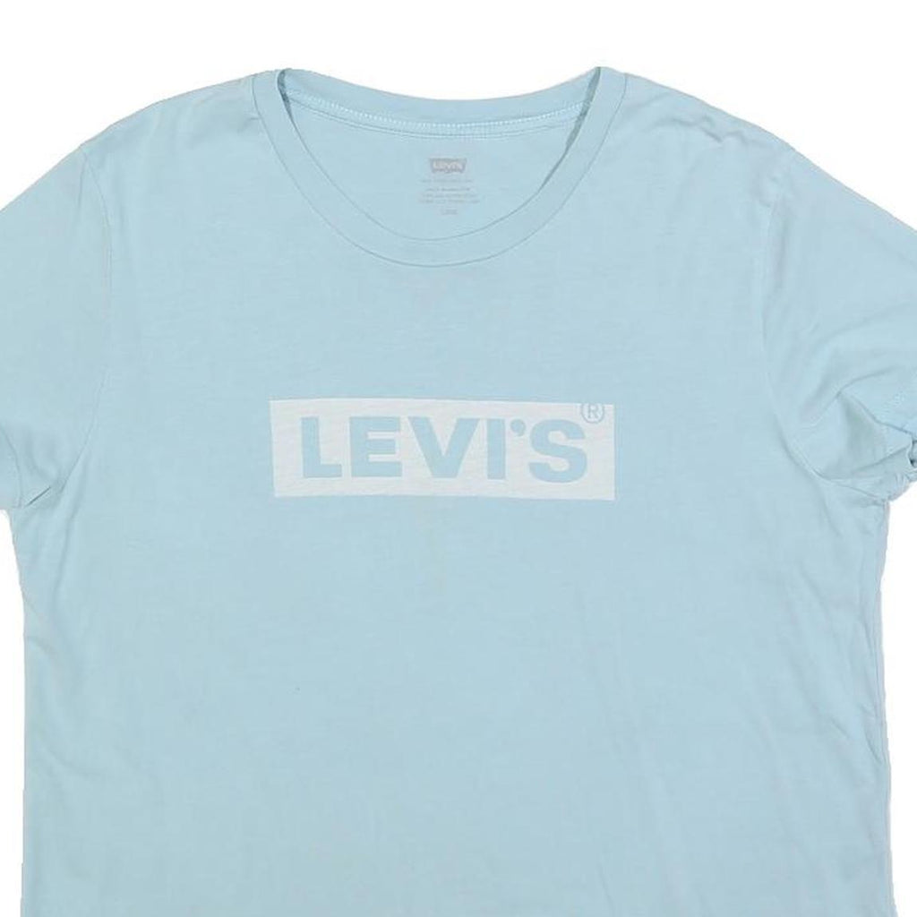 LEVI'S Womens Light Blue T-Shirt L Short Sleeve Crew Neck Cotton Blend Casual