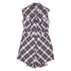 TED BAKER Womens Shirt Dress Purple Check Sleeveless Knee Length S
