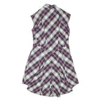 TED BAKER Womens Shirt Dress Purple Check Sleeveless Knee Length S