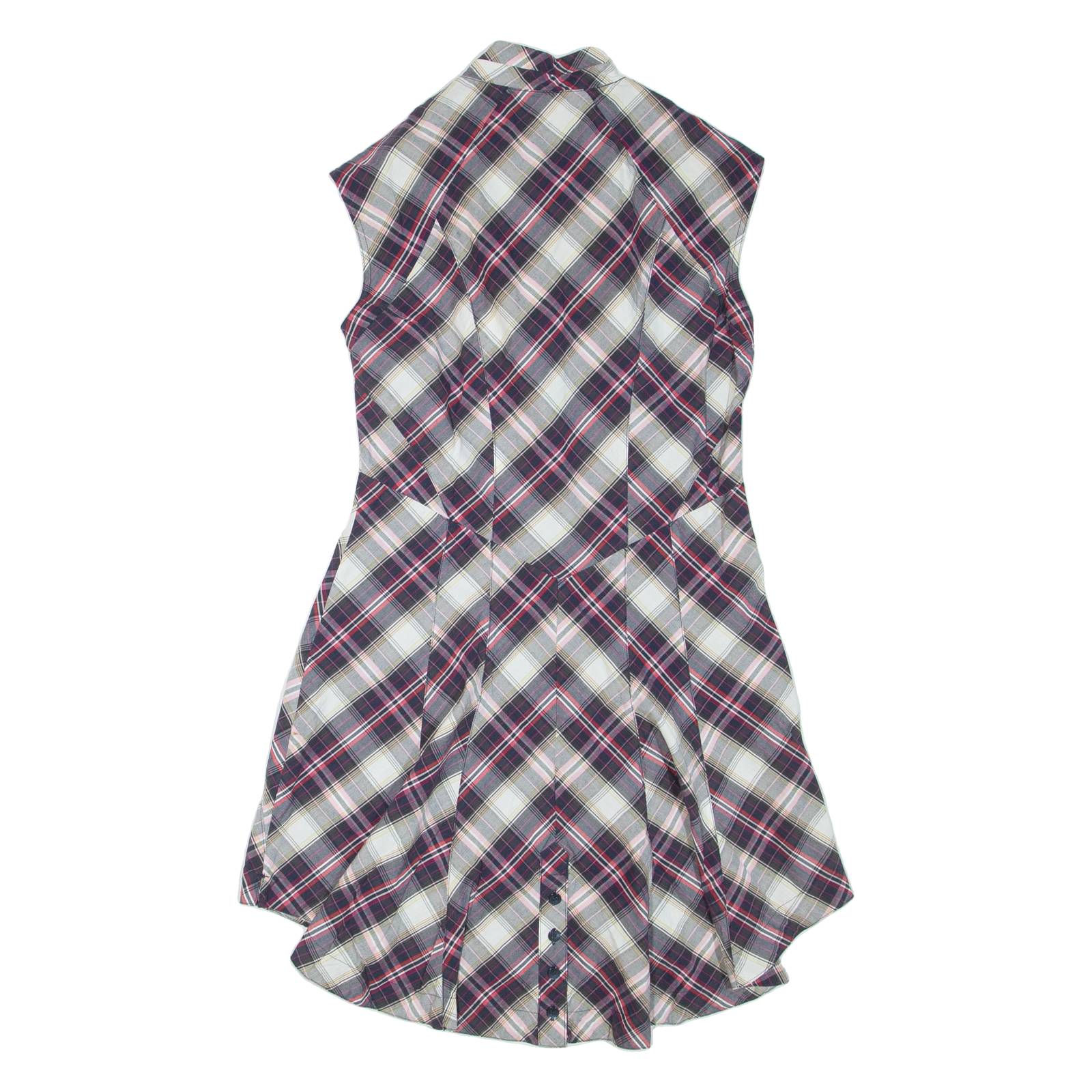 TED BAKER Womens Shirt Dress Purple Check Sleeveless Knee Length S