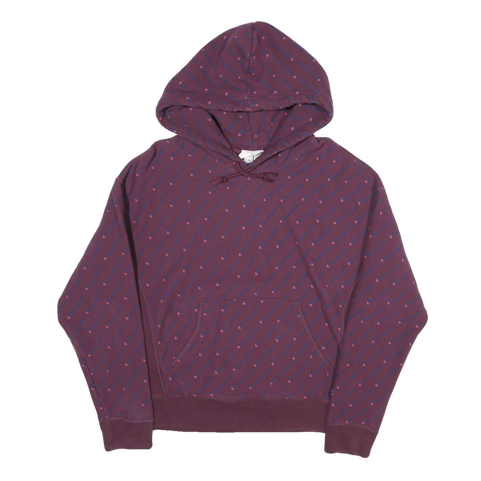 CHAMPION REVERSE WEAVE Mens Maroon & Pink Hoodie L Cotton Pullover Patterned