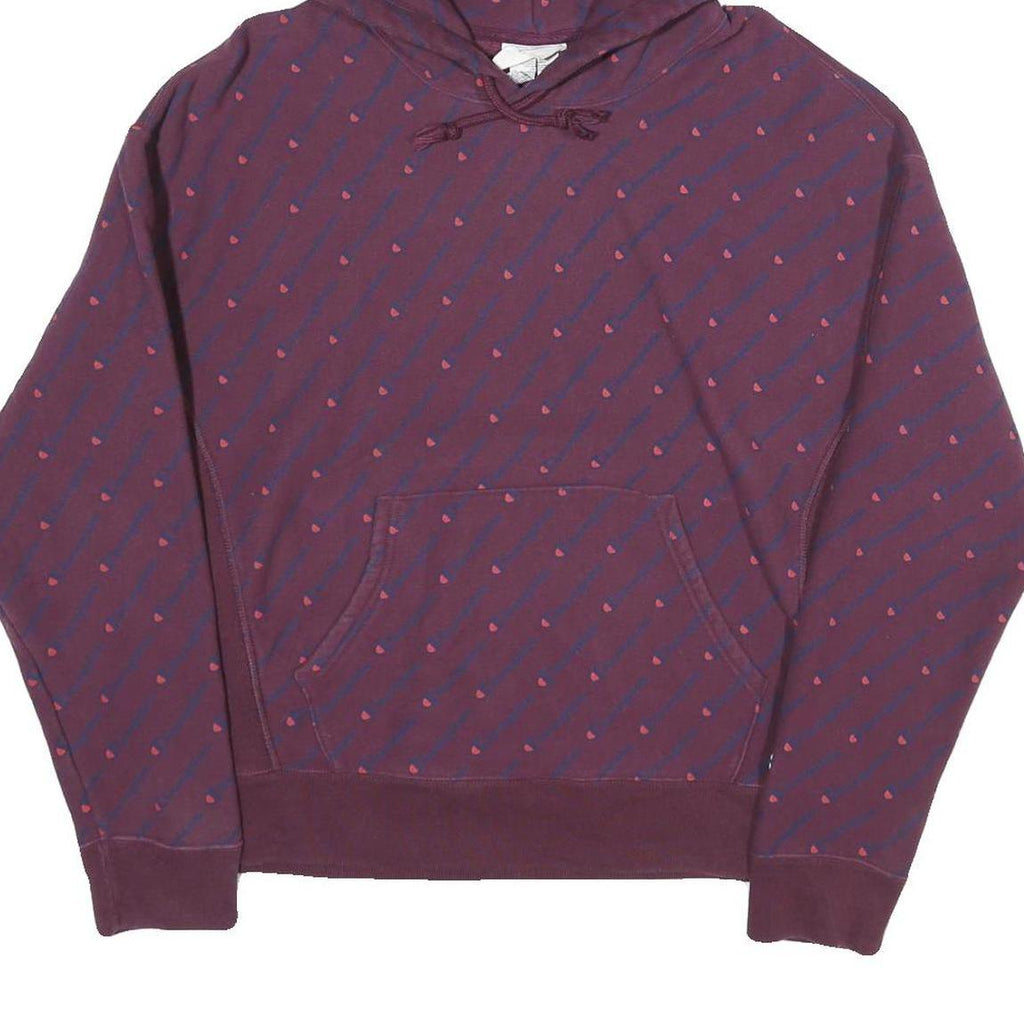 CHAMPION REVERSE WEAVE Mens Maroon & Pink Hoodie L Cotton Pullover Patterned