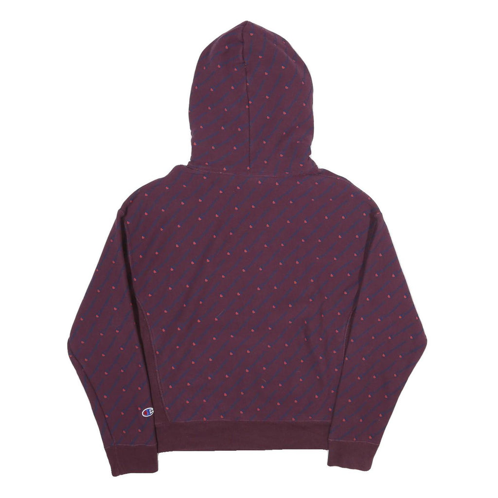 CHAMPION REVERSE WEAVE Mens Maroon & Pink Hoodie L Cotton Pullover Patterned