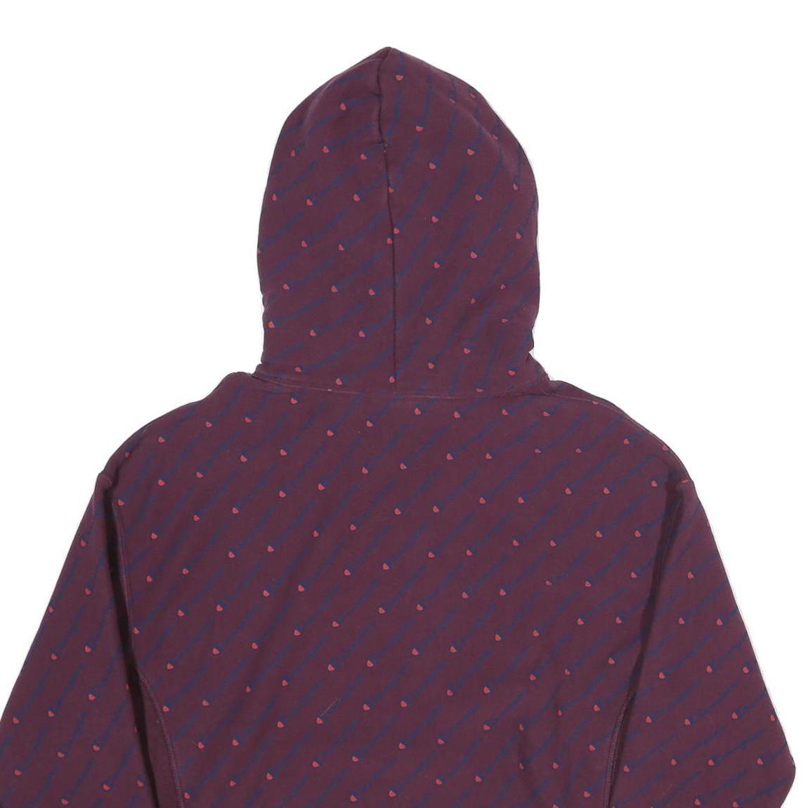 CHAMPION REVERSE WEAVE Mens Maroon & Pink Hoodie L Cotton Pullover Patterned