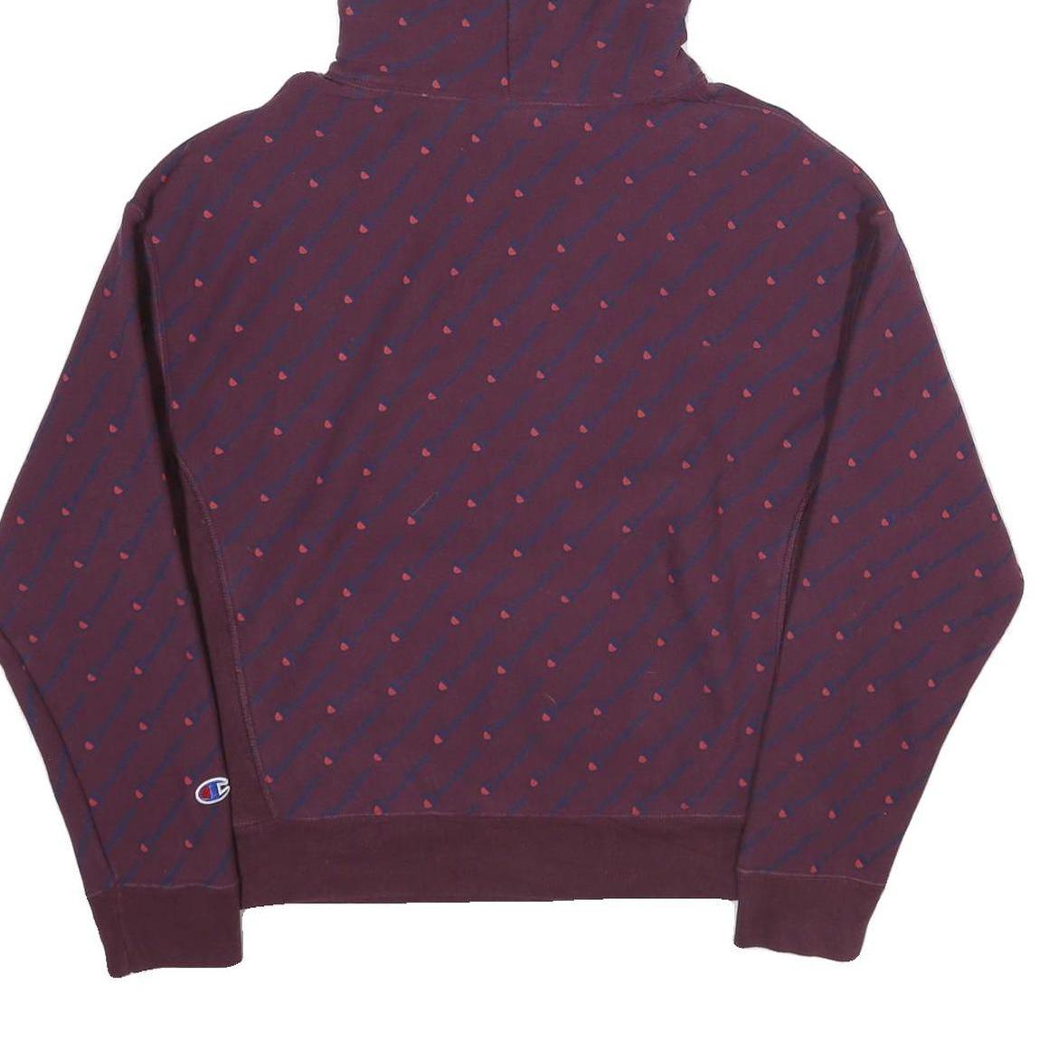 CHAMPION REVERSE WEAVE Mens Maroon & Pink Hoodie L Cotton Pullover Patterned