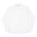 MARKS & SPENCER Mens White Check Shirt XL Cotton Blend Formal Classic Fit Long