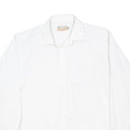 MARKS & SPENCER Mens White Check Shirt XL Cotton Blend Formal Classic Fit Long