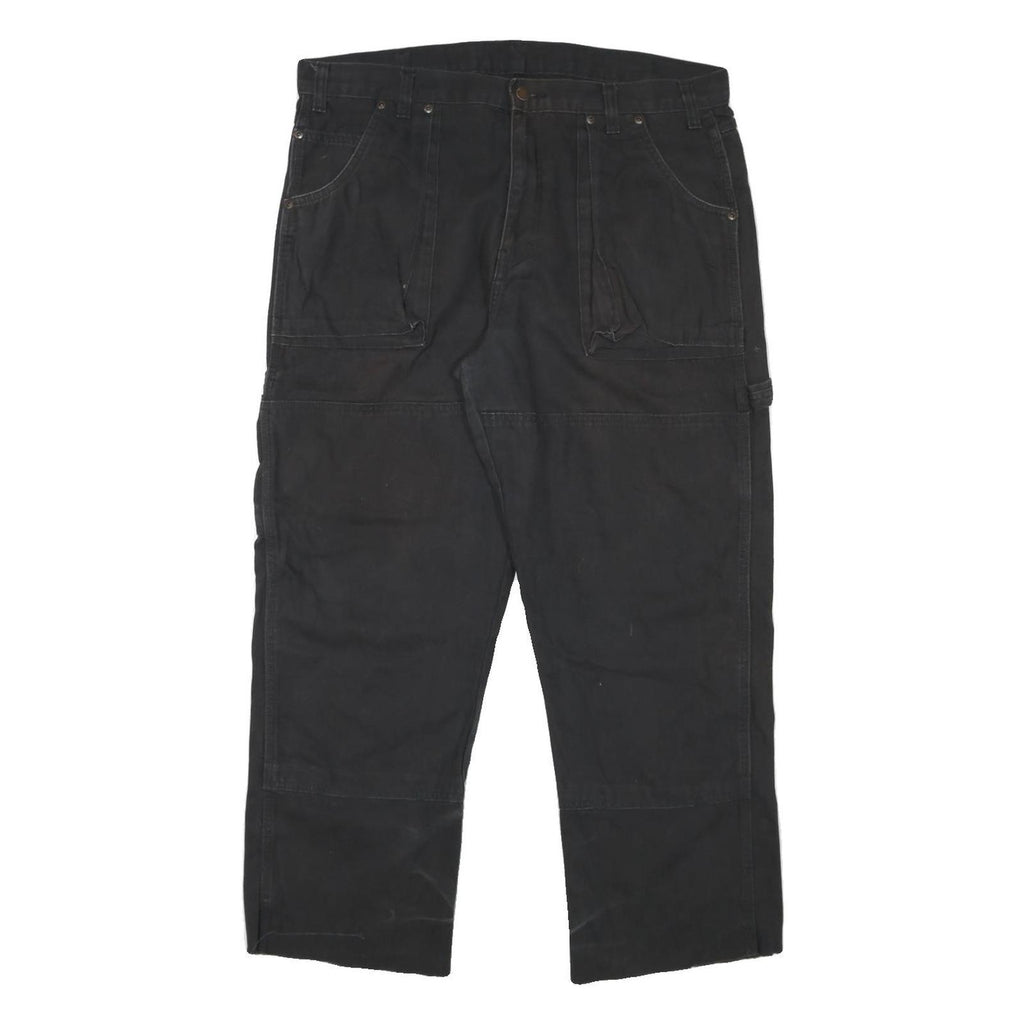 DICKIES Mens Black Cotton Blend Regular Fit Straight Trousers W37 L28 Workwear